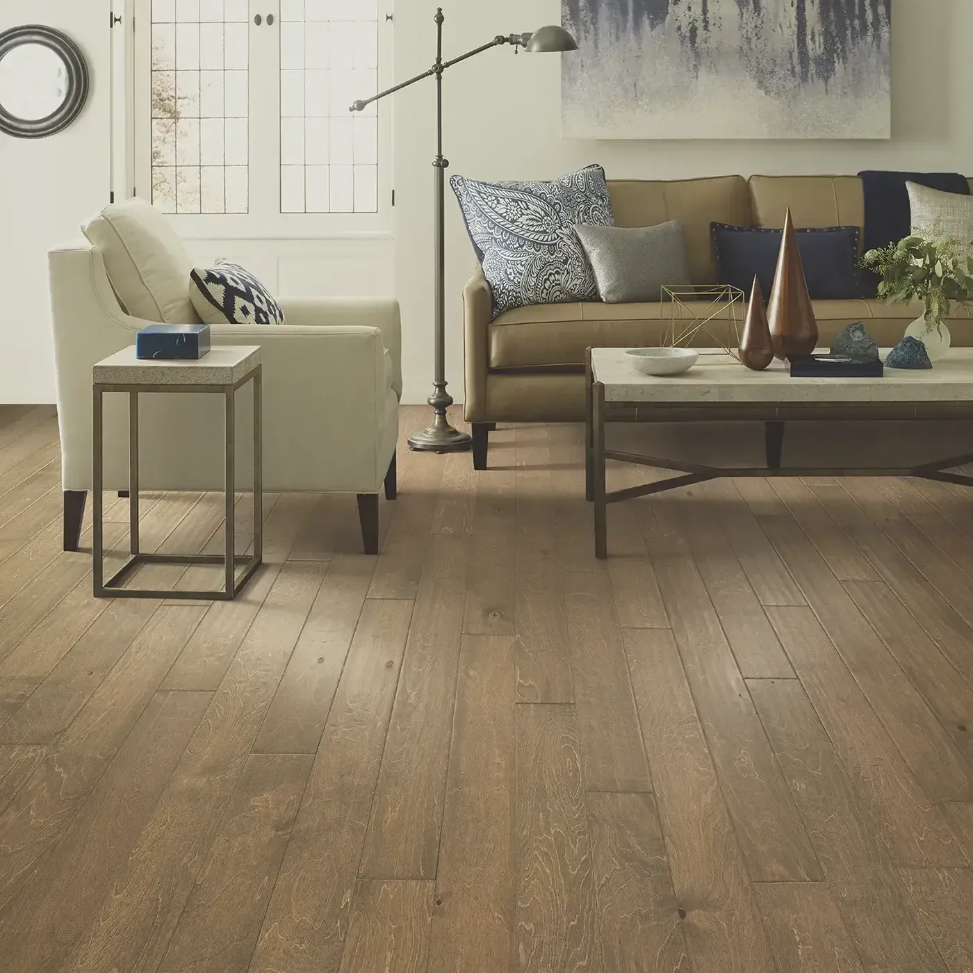 BiscayneBay-SW520-02022-Parasail-5in-5U415-RM Light brown hardwood in a living room featuring | Carpets of Dalton