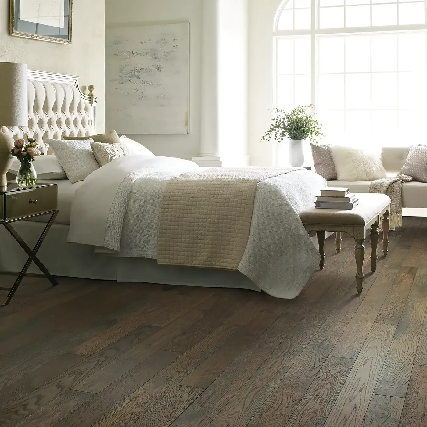 CornerstoneOak-img Shaw Floors medium brown Hardwood in a bedroom | Carpets of Dalton