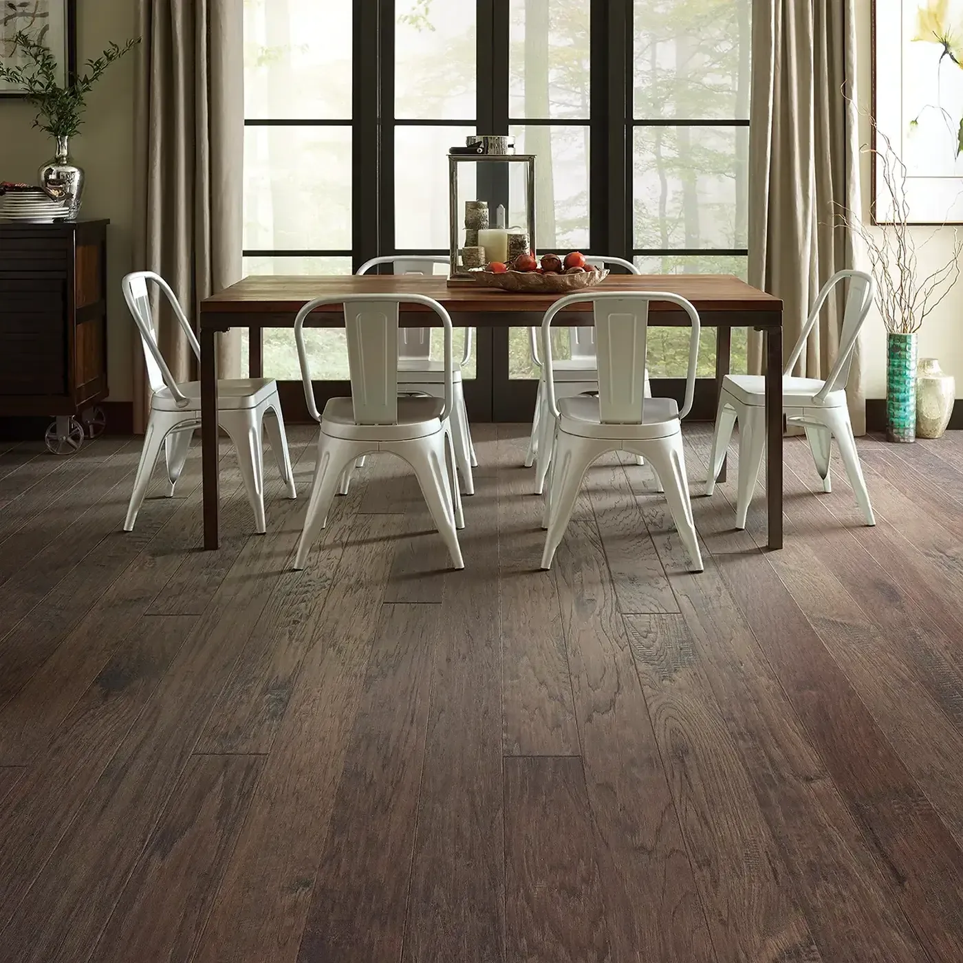 WaywardHickory-HW716-07073-Pumice-5in-RM Hardwood in a dining room | Carpets of Dalton