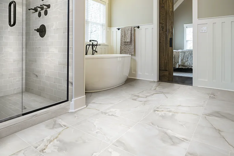 Gemstone-Matte-3193T-00100-White-24x24-BrickMosaic-RM-H copy Large format tiles in small bathroom | Carpets of Dalton